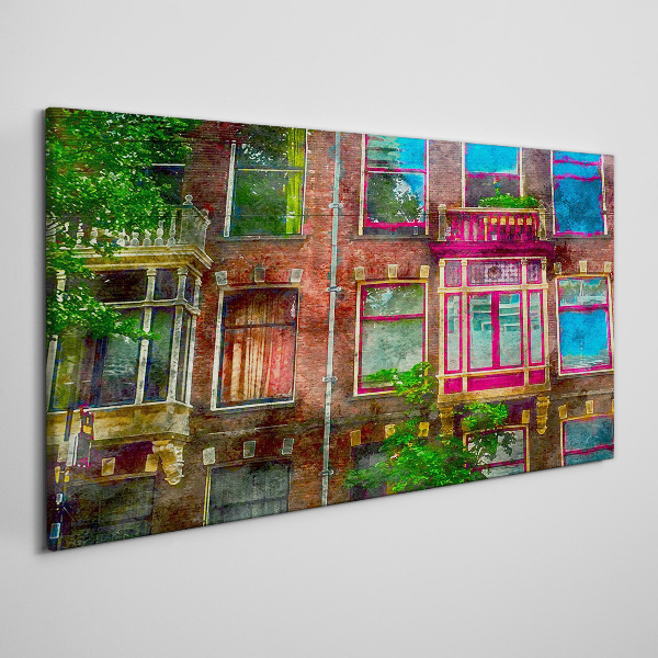 Tablou canvas Fațadele colorate ale caselor din Amsterdam