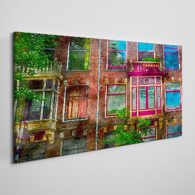 Tablou canvas Fațadele colorate ale caselor din Amsterdam