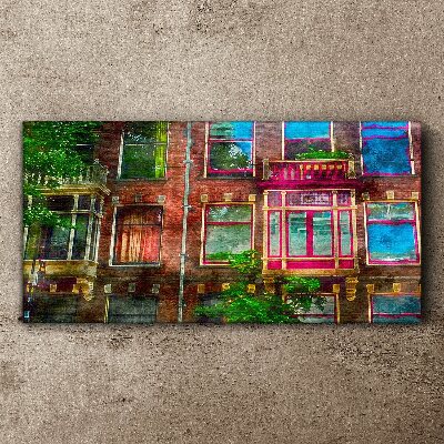 Tablou canvas Fațadele colorate ale caselor din Amsterdam