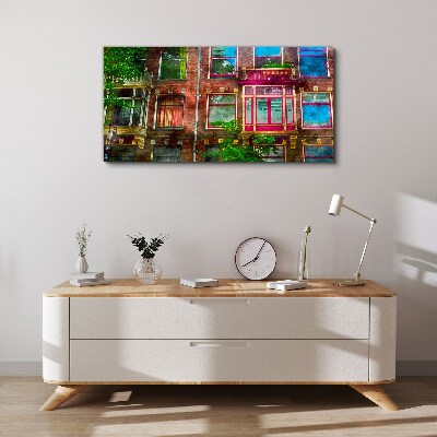 Tablou canvas Fațadele colorate ale caselor din Amsterdam