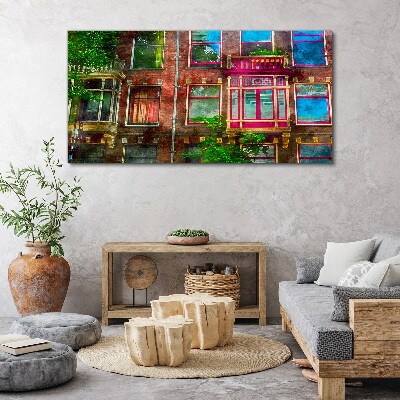 Tablou canvas Fațadele colorate ale caselor din Amsterdam