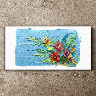 Tablou canvas Flori pe fond albastru