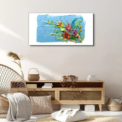 Tablou canvas Flori pe fond albastru