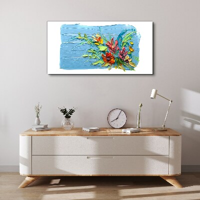 Tablou canvas Flori pe fond albastru