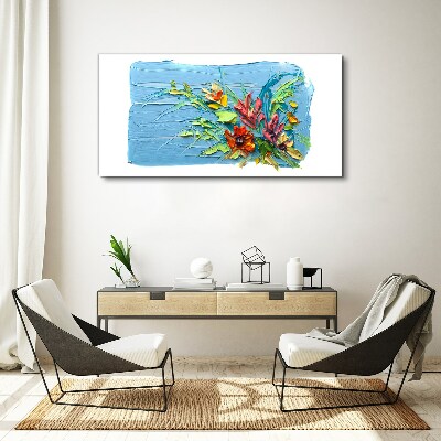 Tablou canvas Flori pe fond albastru