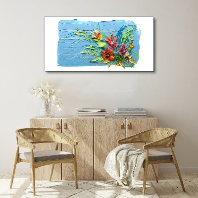 Tablou canvas Flori pe fond albastru