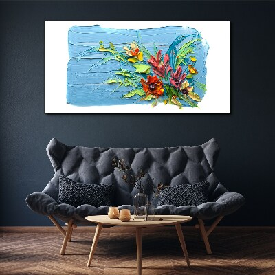 Tablou canvas Flori pe fond albastru