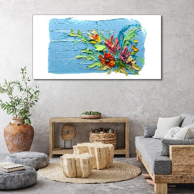 Tablou canvas Flori pe fond albastru