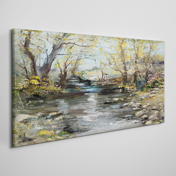 Tablou canvas Peisaj de primăvară lângă pârâu