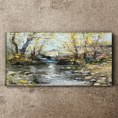 Tablou canvas Peisaj de primăvară lângă pârâu