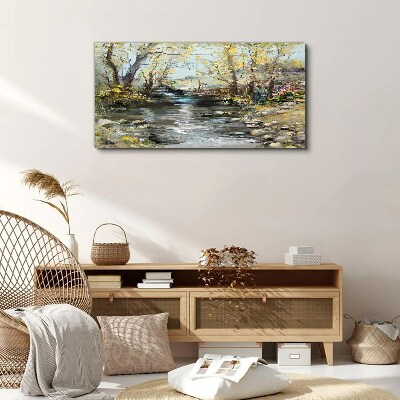 Tablou canvas Peisaj de primăvară lângă pârâu