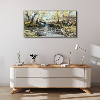 Tablou canvas Peisaj de primăvară lângă pârâu
