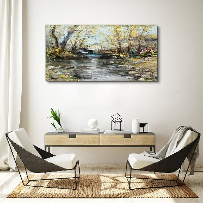 Tablou canvas Peisaj de primăvară lângă pârâu