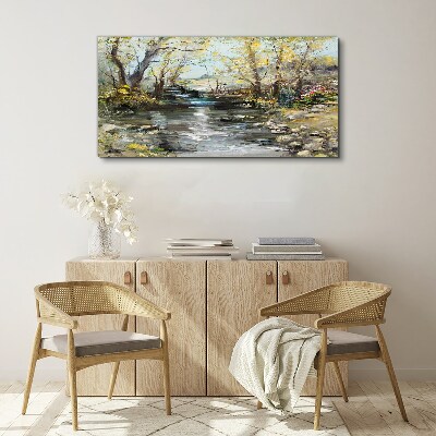 Tablou canvas Peisaj de primăvară lângă pârâu