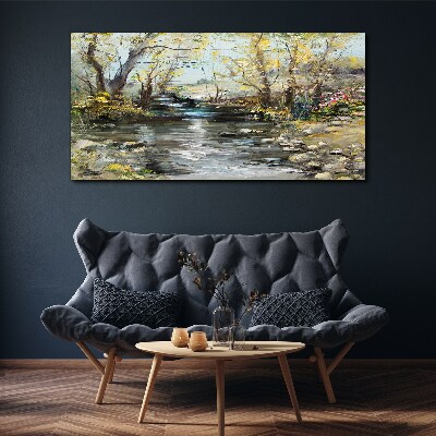 Tablou canvas Peisaj de primăvară lângă pârâu