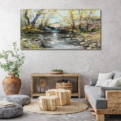 Tablou canvas Peisaj de primăvară lângă pârâu