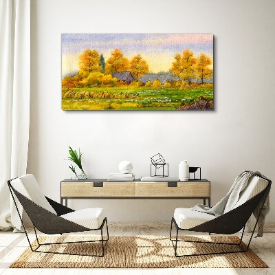 Tablou canvas Toamnă de aur în peisajul rural