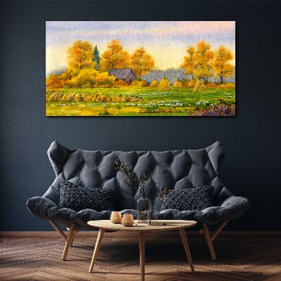Tablou canvas Toamnă de aur în peisajul rural