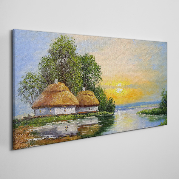 Tablou canvas Un apus liniştit peste sat