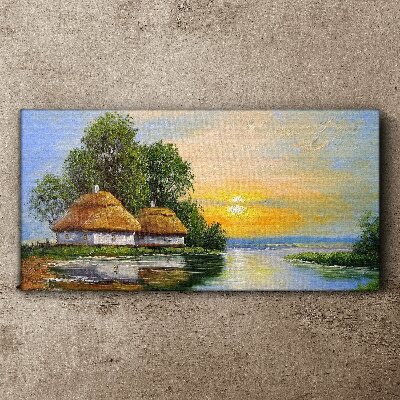Tablou canvas Un apus liniştit peste sat