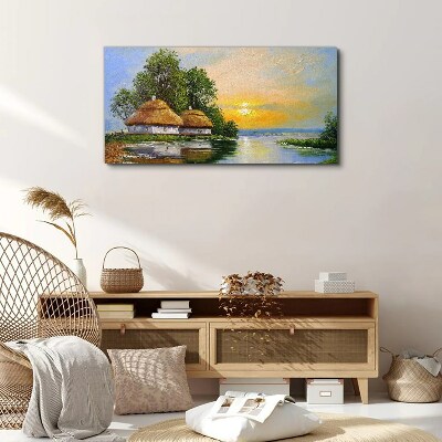 Tablou canvas Un apus liniştit peste sat