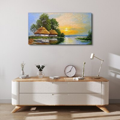 Tablou canvas Un apus liniştit peste sat