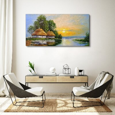 Tablou canvas Un apus liniştit peste sat