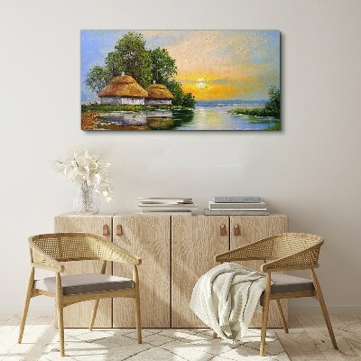 Tablou canvas Un apus liniştit peste sat