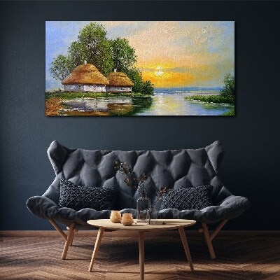 Tablou canvas Un apus liniştit peste sat