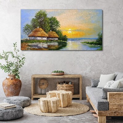 Tablou canvas Un apus liniştit peste sat