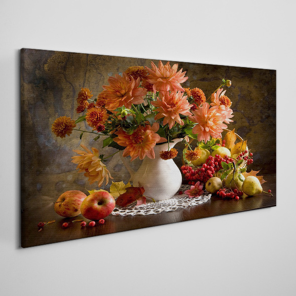Tablou canvas Flori și fructe într-o vază