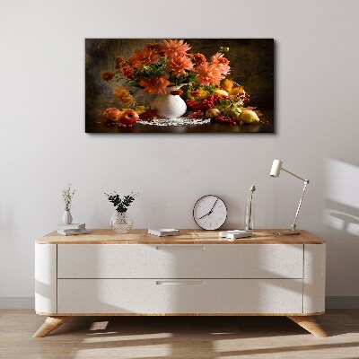Tablou canvas Flori și fructe într-o vază