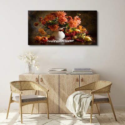 Tablou canvas Flori și fructe într-o vază