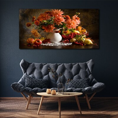 Tablou canvas Flori și fructe într-o vază