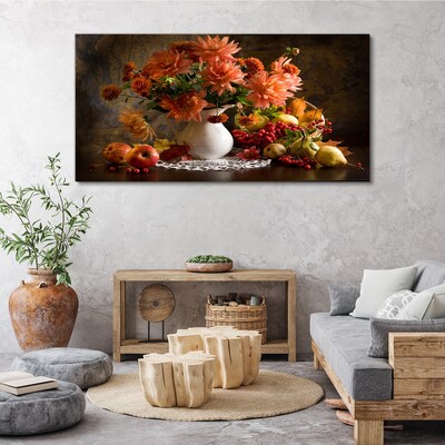 Tablou canvas Flori și fructe într-o vază