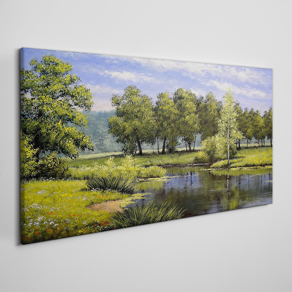 Tablou canvas Un peisaj liniștit lângă râu
