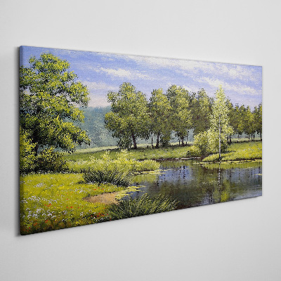 Tablou canvas Un peisaj liniștit lângă râu