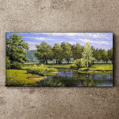Tablou canvas Un peisaj liniștit lângă râu
