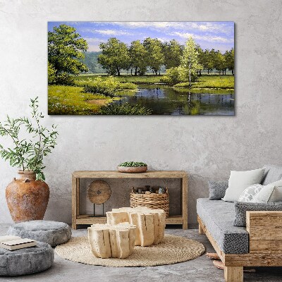 Tablou canvas Un peisaj liniștit lângă râu