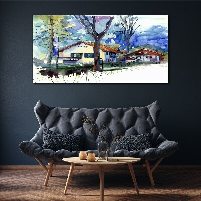 Tablou canvas Peisaj rural în acuarelă