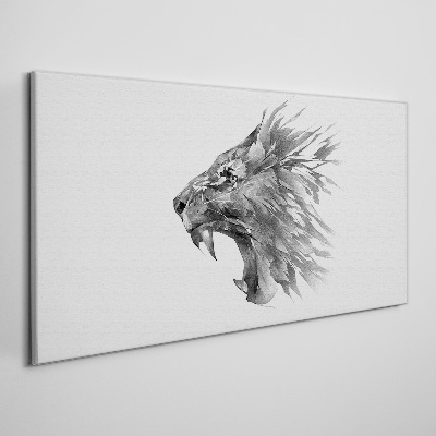 Tablou canvas Strigătul leului în nuanțe de gri