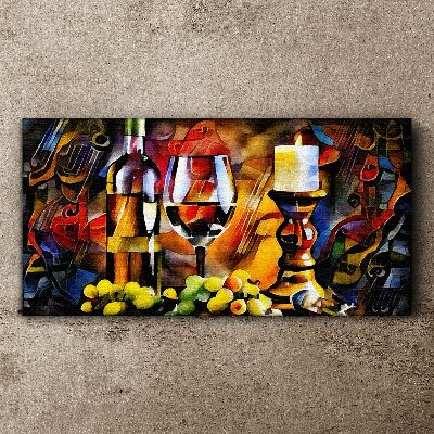 Tablou canvas O seara cu vin si fructe