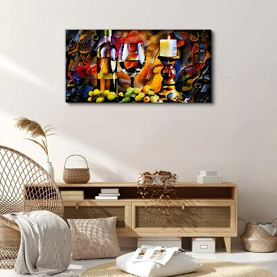 Tablou canvas O seara cu vin si fructe