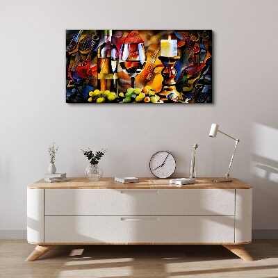 Tablou canvas O seara cu vin si fructe