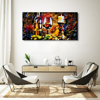 Tablou canvas O seara cu vin si fructe