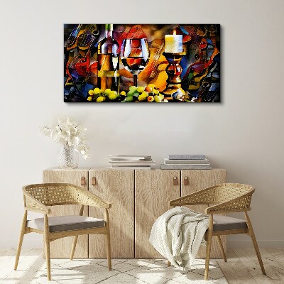 Tablou canvas O seara cu vin si fructe