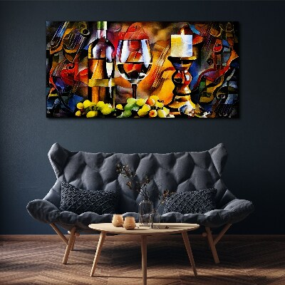 Tablou canvas O seara cu vin si fructe