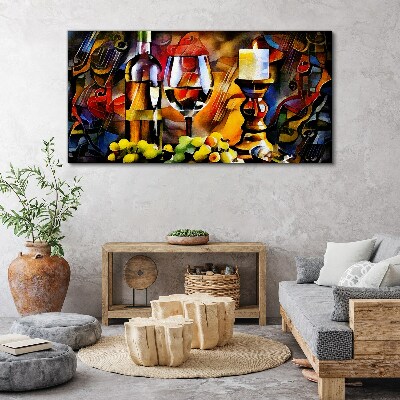 Tablou canvas O seara cu vin si fructe