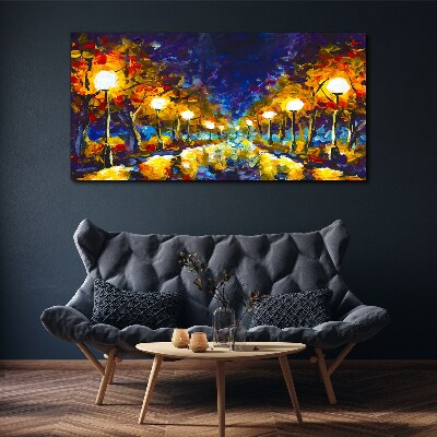 Tablou canvas Alee de seară cu lămpi