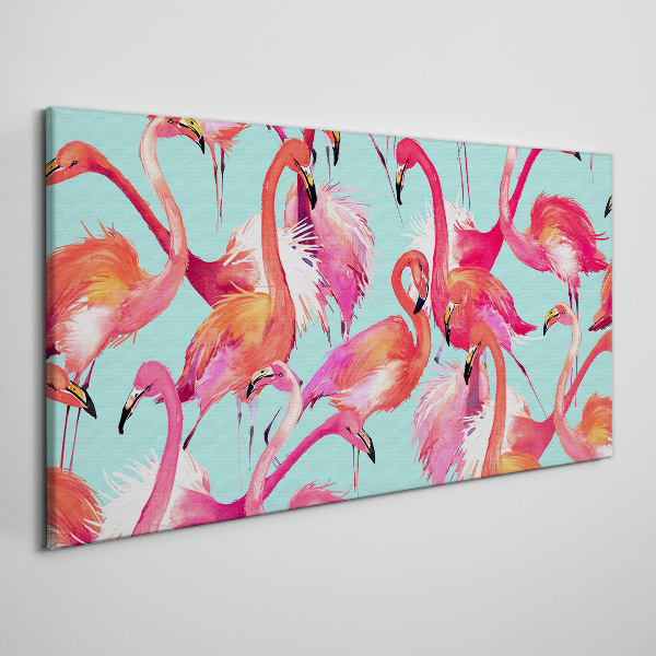Tablou canvas Flamingo roz pe un fundal turcoaz